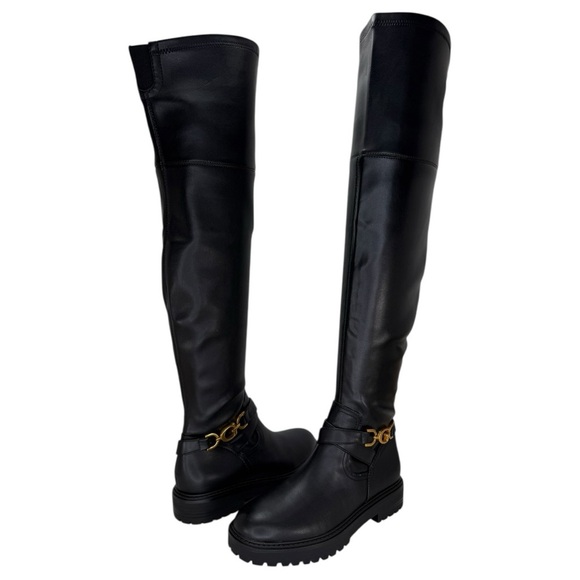 Guess Jellio Black Faux Leather OTK Womens Boots Size 9M